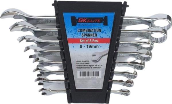 Gk Tools Elite Serisi Kombine Kutulu Parlak 8 Li Düz Yıldız 8X19 Mm - Image 1