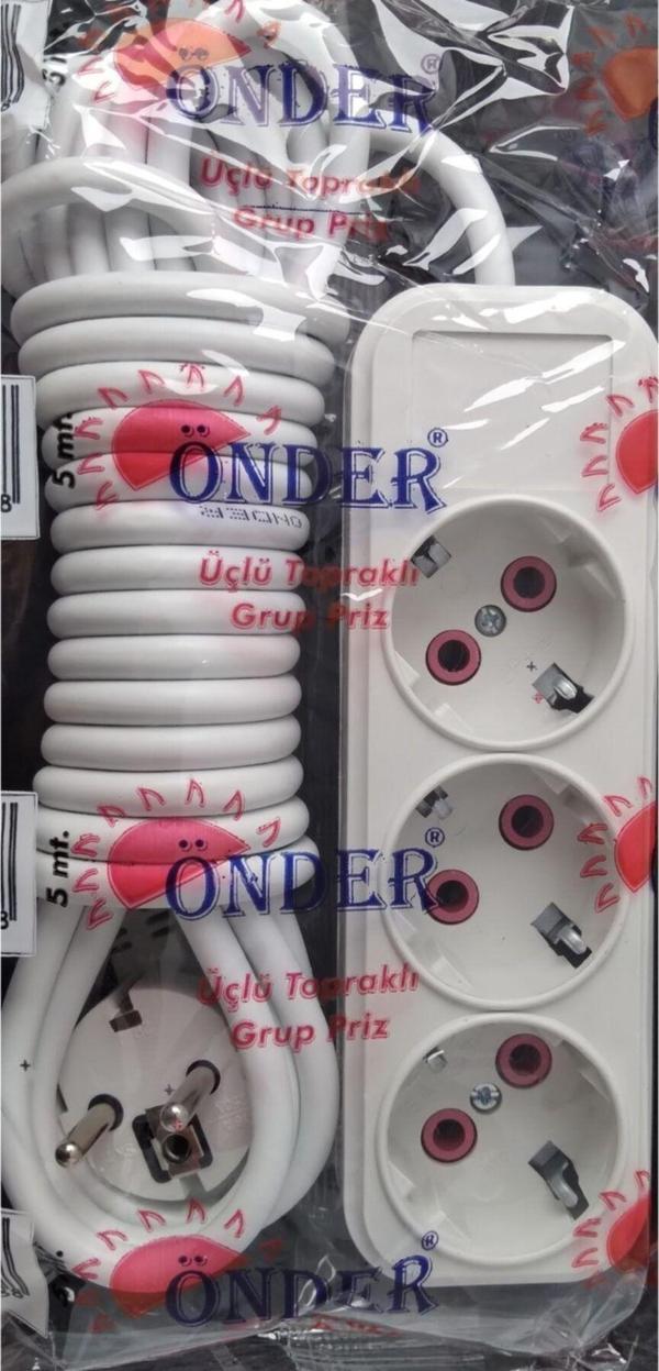 Önder 3'Lü Uzatma 5 Metre Topraklı Grup Priz - Image 1