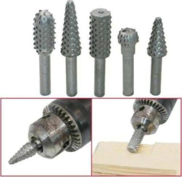 Rotary 5 Parça Döner Törpü Tahta Ahşap Oyma Seti Dremel Matkap Ucu - Image 1