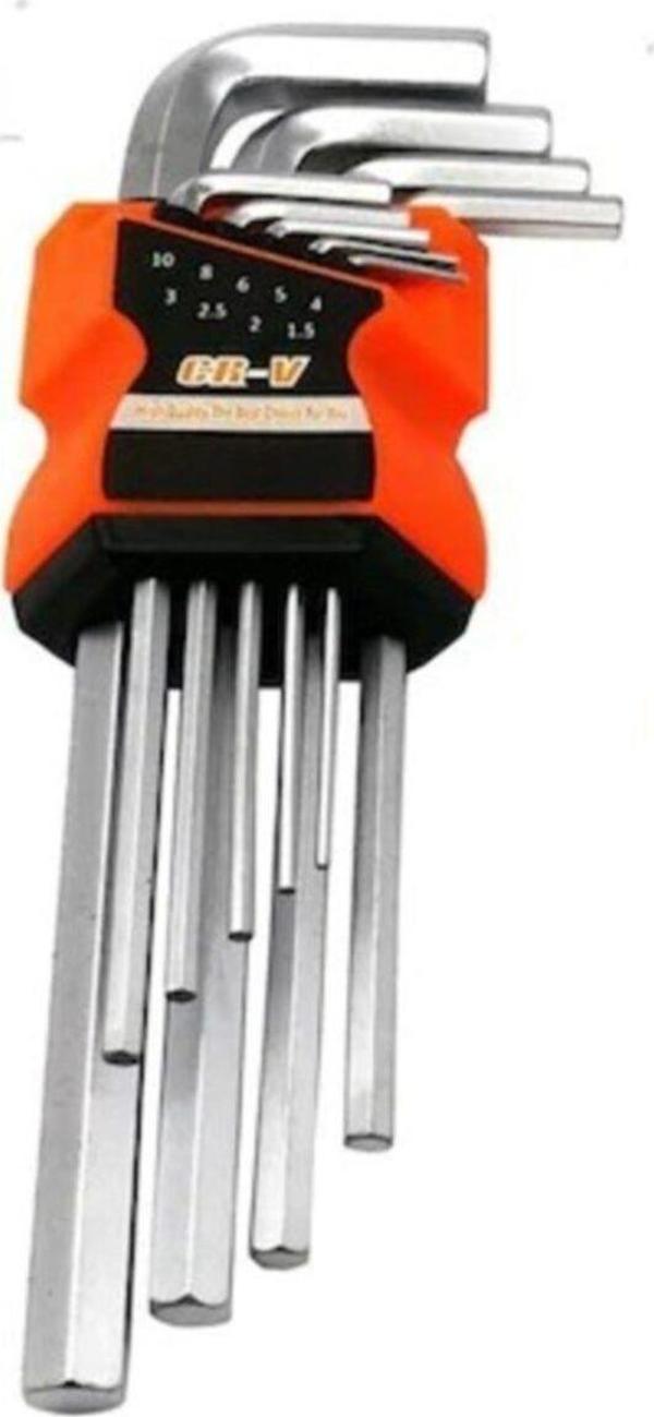 Toptanpro Alyan Anahtar Takımı Düz 9 Parça Uzun Alyan Takımı - Image 1