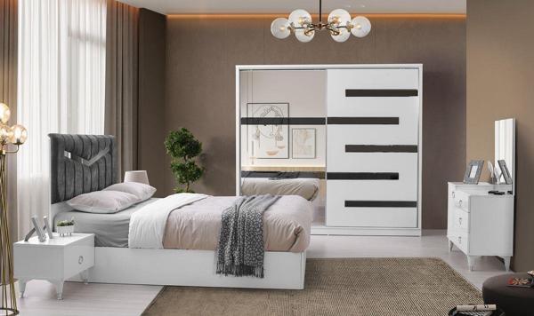 Avm 24 Barselona Yatak Odası-beyaz-sürgülü Ve Aynalı-bazasız Traversli - Image 1