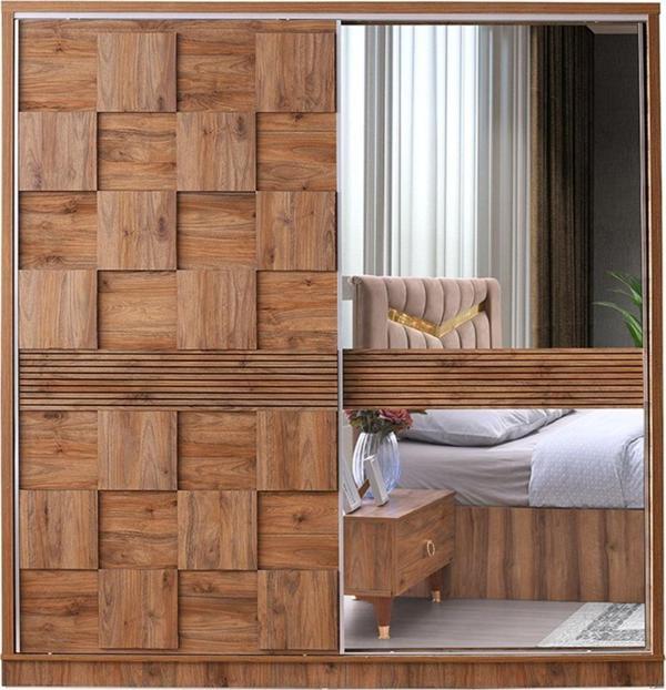 Avm 24 Cenevre Gardırop-ceviz-207x60x215cm-sürgülü Aynalı Kapak - Image 1