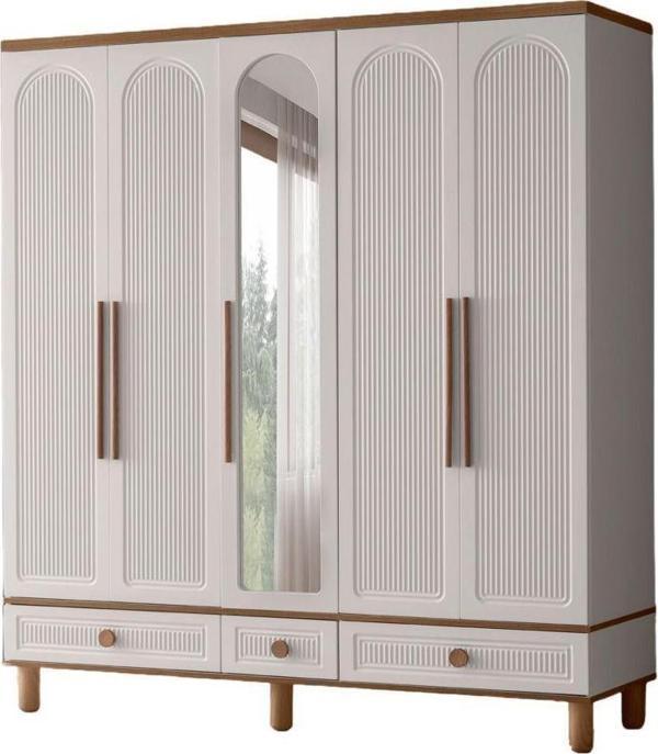 Avm 24 %100 MDF-Aytaşı-Bohem Mahlas 5 kapaklı Aynalı Gardırop - Image 1