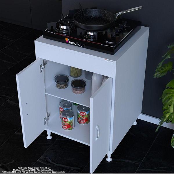 Modilayn Aymen 59,6 X 85 X 56 Cm Set Üstü Ocak Ve Tek Raflı Çok Amaçlı Mutfak Dolabı - Image 1