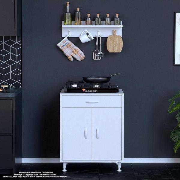 Modilayn Birce L-65 X 87 X 48 Cm Tüp Bölmeli Set Ocak Altı Dolap Ve Baharat Rafı - Image 1