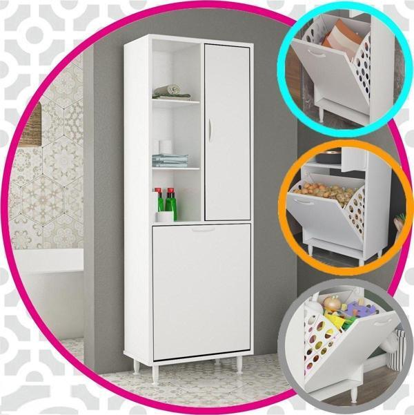 Modilayn Dilsu 57X165 Cm Çok Amaçlı Çamaşır Hazneli Banyo Dolabı - Image 1