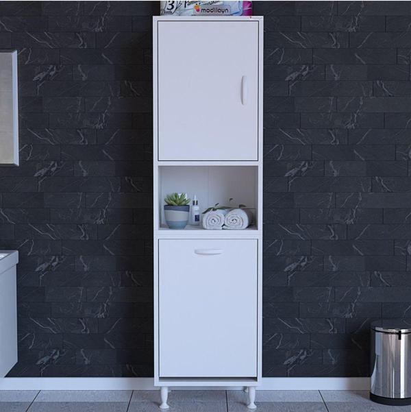 Modilayn Nur Söke Şile 50 X 160 X 32,5 Cm Çamaşır Hazneli Çok Amaçlı Banyo Dolabı - Image 1