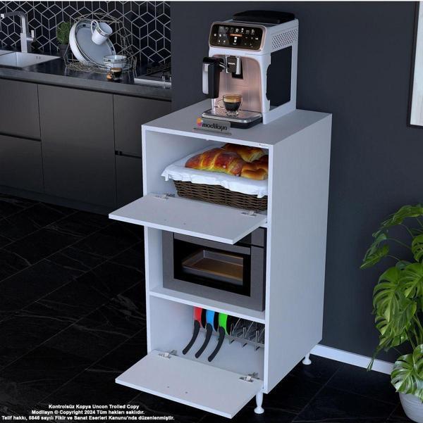 Modilayn Silva 2 Kapaklı 59,6 X 119,2 X 56 Cm Ekmeklikli Mini Midi Mikrodalga Fırın Dolabı - Image 1