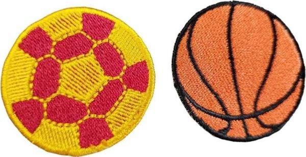 Keskin Nakış Ütü İle Yapışan Nakış İşlemeli Sarı Kırmızı Ve Basket Topu Arma - Yama- Patch -5 Cm - Image 1
