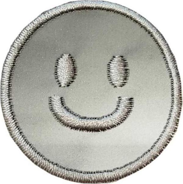 Keskin Nakış Ütü İle Yapışan Reflektör (Fosforlu) Gülen Emoji Arma Yama Patch 5 Cm - Image 1