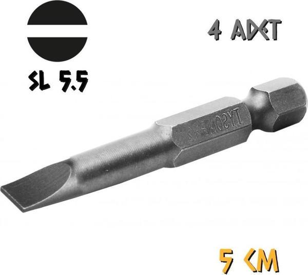 Kupa Tyson Vidalama Ucu Bits Uç - SL5.5 Düz - 5 cm. - 4 Adet - Image 1
