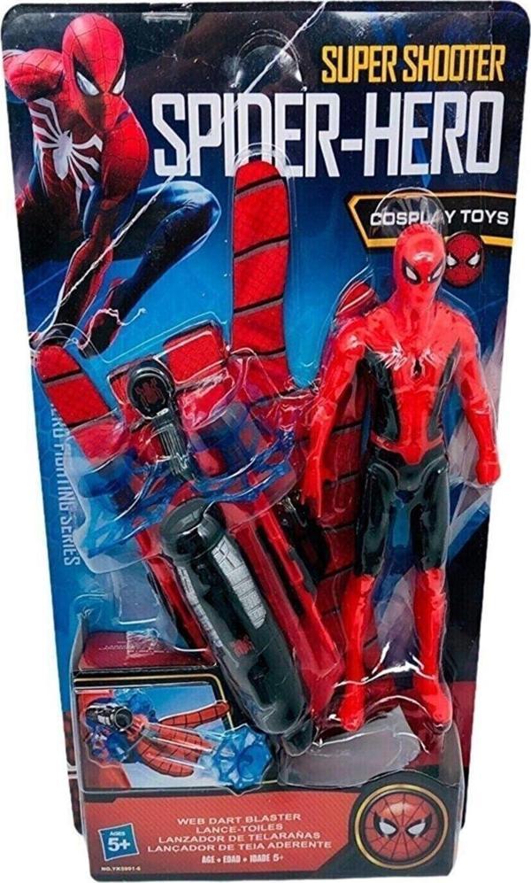 YM Toys Örümcek Adam Ağ Atan Vantuz Fırlatan Eldiven Ve Işıklı Spiderman Figür - Image 1