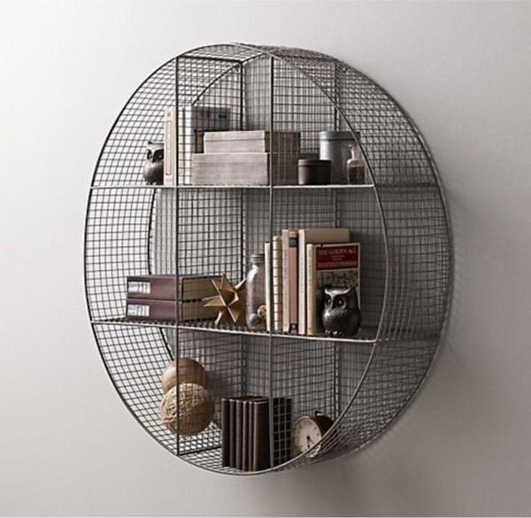 Go Dekor Tel Metal Kafes (Grid) 9 Gözlü Yuvarlak Duvar Rafı/Tam Çapı 100Cm - Image 1