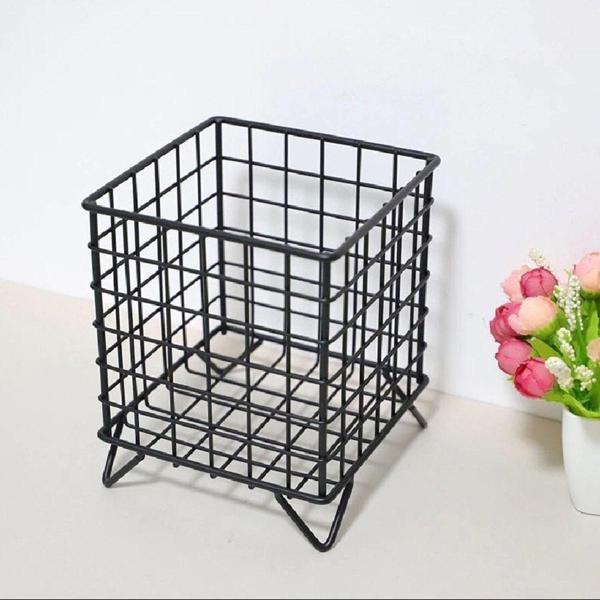 Go Dekor Telli Dekoratif Mini Kafes Ayaklı Sepet Siyah - Image 1