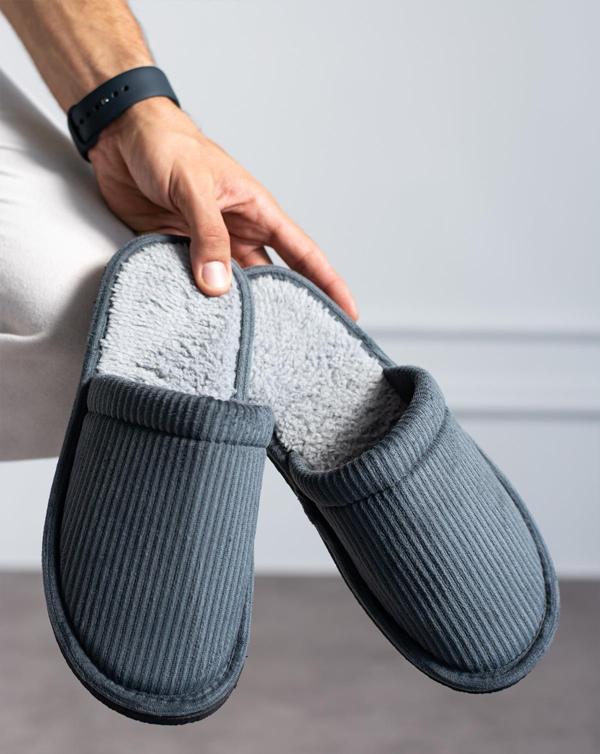 Modafrato FİTİLLİ DÜZ Unisex Ev Terliği Kışlık Kadın Erkek Terlik - Image 1