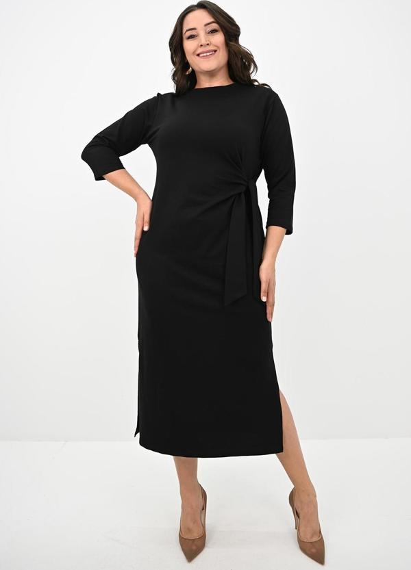 Kadın Büyük Beden Bel Bağlama Detaylı Elbise 5274-25 - Image 1