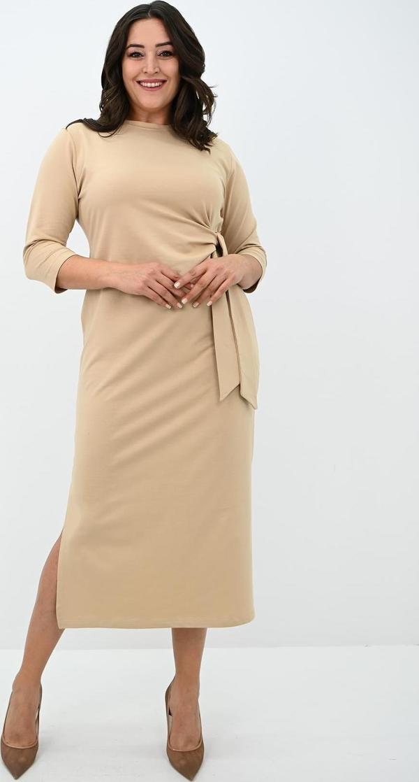Kadın Büyük Beden Bel Bağlama Detaylı Elbise 5274-25 - Image 1