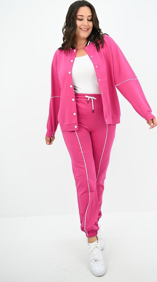 Kadın Büyük Beden Çıtçıt Kapama Detaylı Eşofman Takımı 8132-25 - Image 1