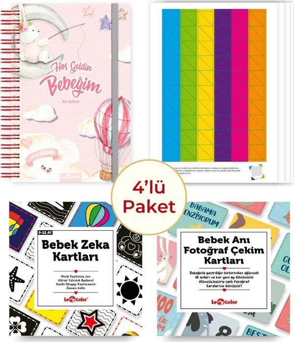 Bebek Anı Defteri Kız Stickerlı + Çekim Ve Zeka Kartları Seti - Image 1
