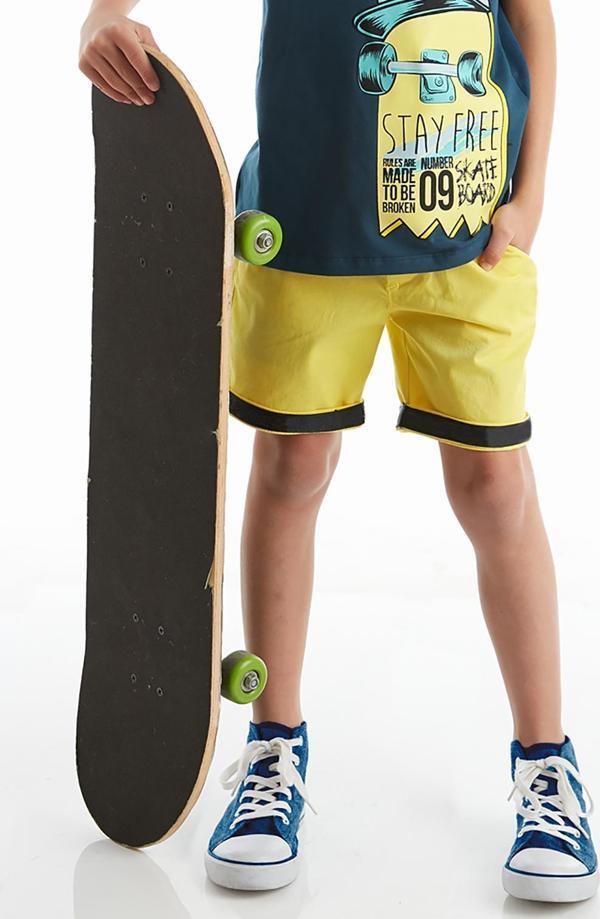 Sarı Erkek Çocuk Gabardin Şort - Image 1