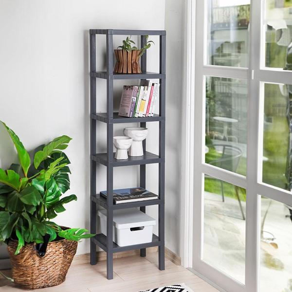 Mithra Life 6 Katlı Plastik Gri Banyo Mutfak Rafı MIT1046 - Image 1