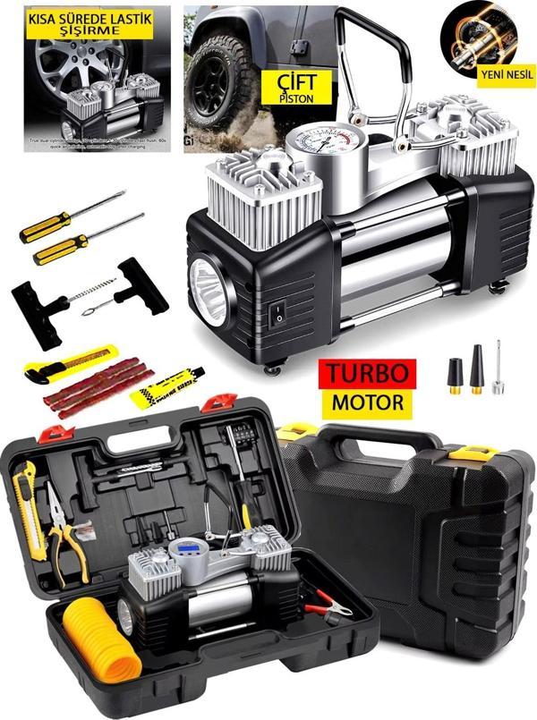 Germany Style Alman 250-MS Pro Çift Pistonlu Dk 85 Litre Çelik Gövde  Araç Lastik Bot Şişirme Tamir - Image 1