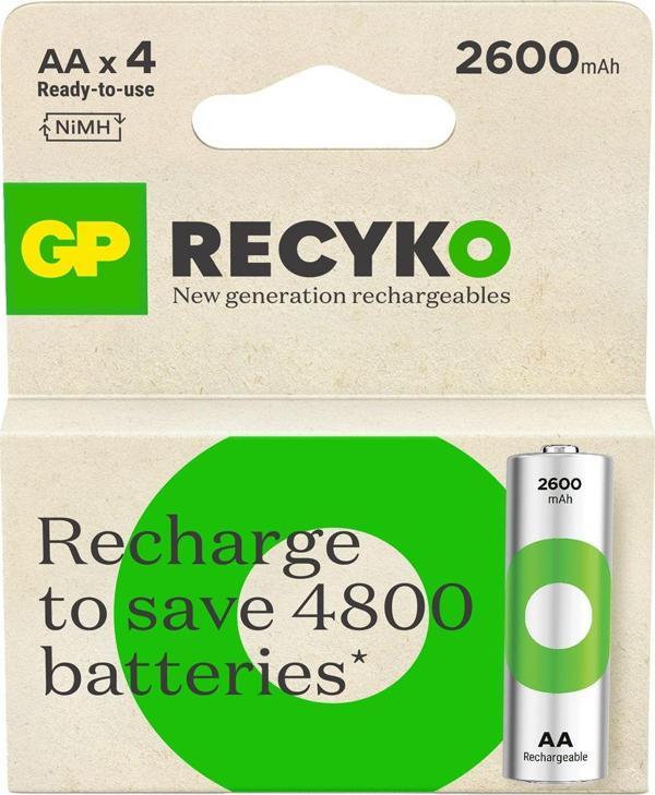 Gp Batteries Recyko 2700 Aa Kalem Ni-Mh Şarjlı Pil, 1.2 Volt, 4'Lü Kart - Image 1