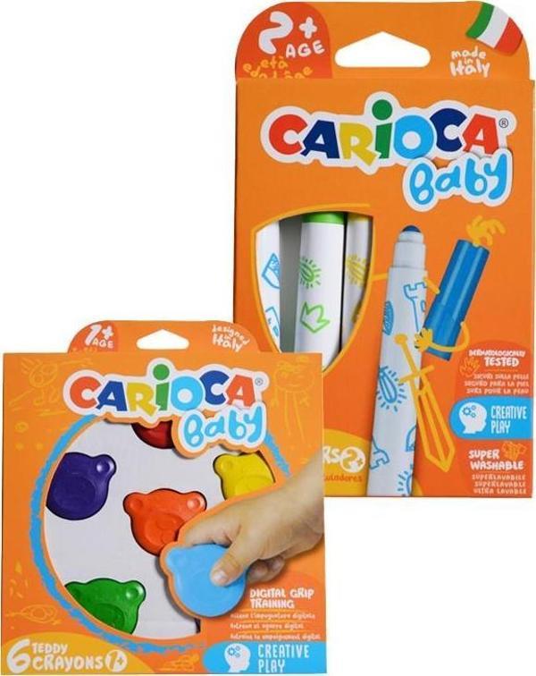 Carioca Teddy Şekilli Mum Boya ve Carioca Baby Marker 2 Adet Boyama Seti - Image 1