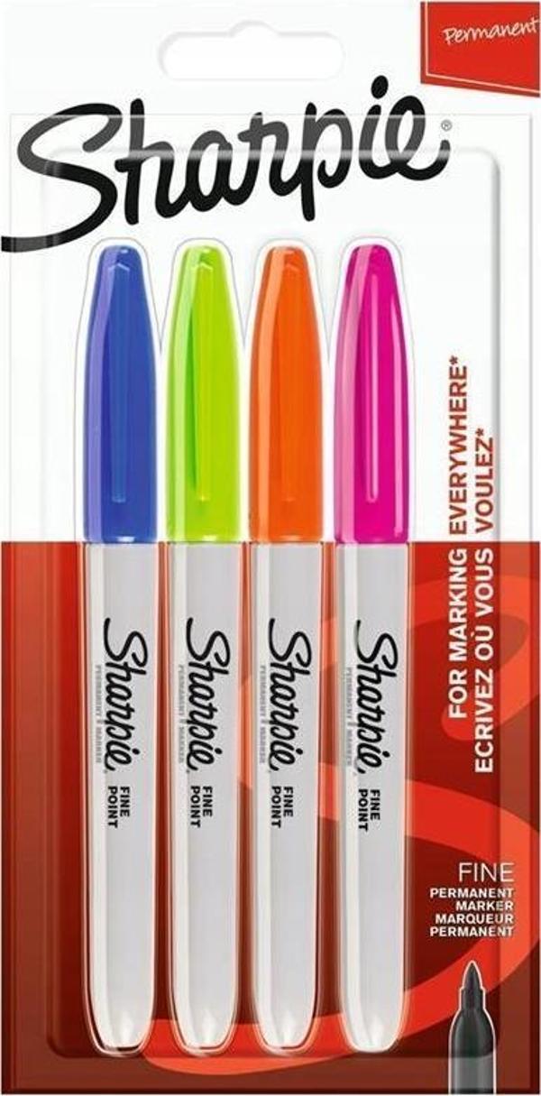 Sharpie 4lü Canlı Renkler Fine Permanent Markör Kalem Seti 2065403 - Image 1