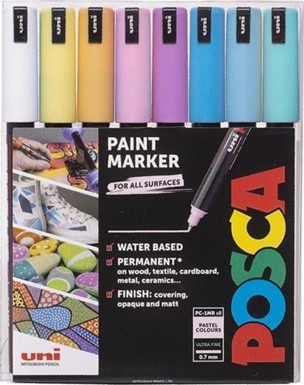 Pc-1mr 0.7 Su Bazlı Boyama Markörü Seti 8 Renk Pastel Renkler - Image 1
