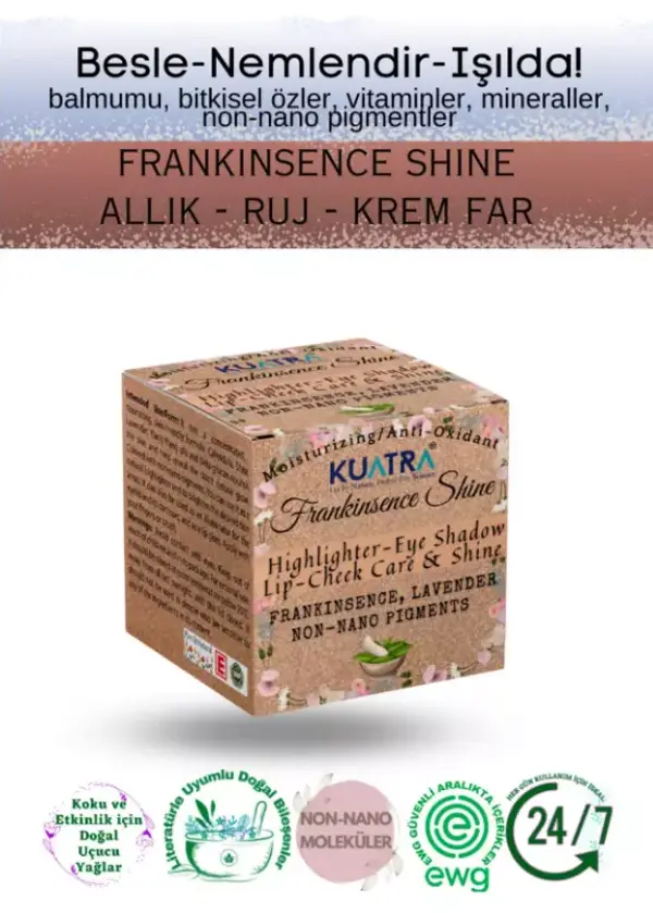 Frankinsence Shine Nemlendirici, Antioksidan, Işıltı Veren Allık-ruj- Göz Farı 'doğal İçerik' - Image 1