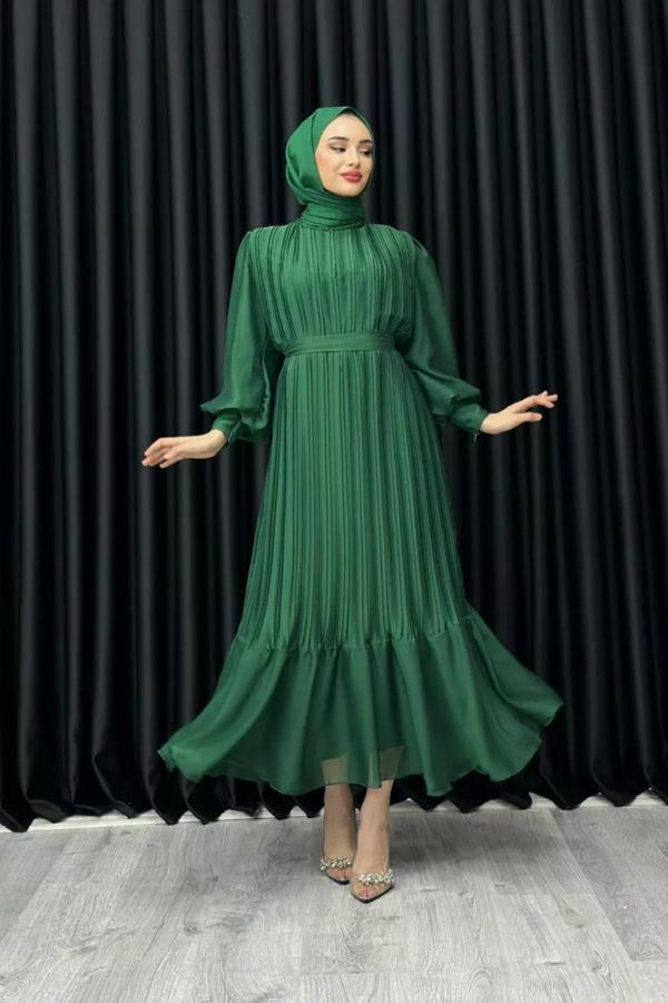 Cym Butik Piliseli Janjan Şifon Tesettür Elbise 36 - Image 1