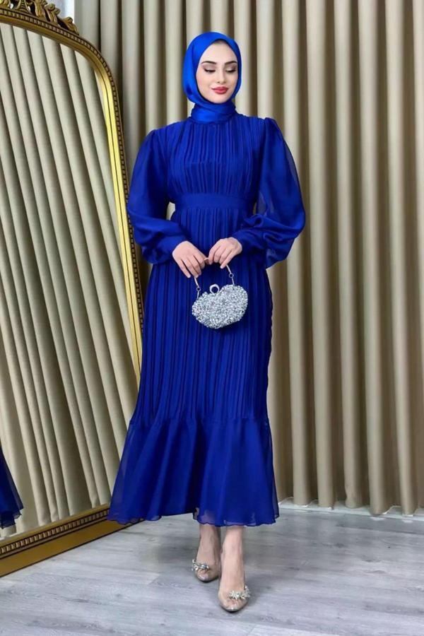 Cym Butik Piliseli Janjan Şifon Tesettür Elbise 36 - Image 1