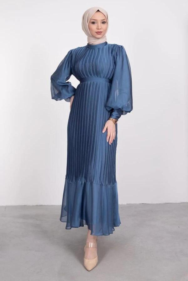 Cym Butik Piliseli Janjan Şifon Tesettür Elbise 36 - Image 1