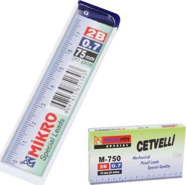 Mikro Min M-750 Cetvelli 2B 75mm 0.7mm x 24 Tüp Kalem Ucu - Image 1