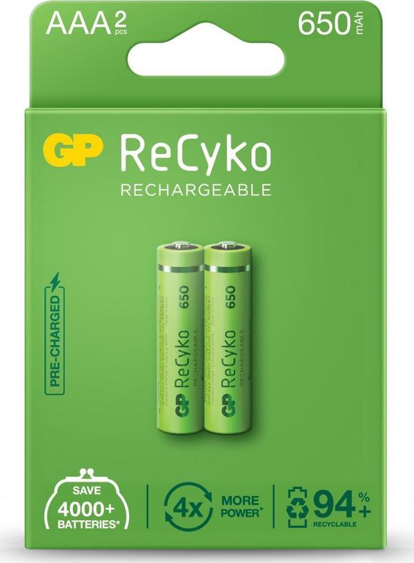 GP AAA 650 mAh Şarjlı İnce Kalem Pil 2'li Paket GP65AAAHCHP-BU2 - Image 1