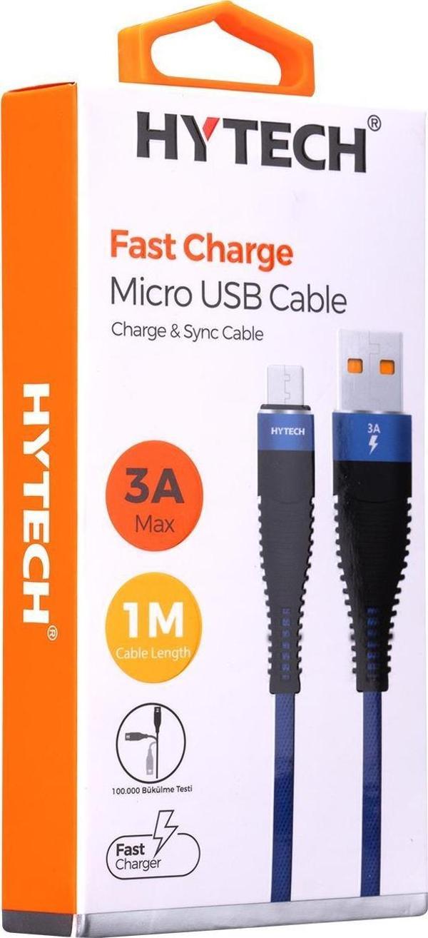 Hytech HY-X225 3A Micro Usb 1m Lacivert Data + Sarj Kablosu - Image 1