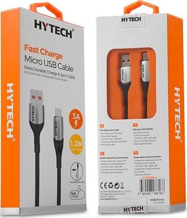 Hytech HY-X250 3A Micro Usb 1,2m Gold Data + Sarj Kablosu - Image 1