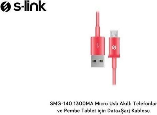 S-link SMG-140 1.3a Micro Usb pembe Data+Şarj Kablosu - Image 1