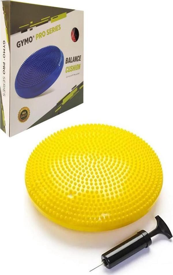 Gymo Pompalı Denge Yastığı Balance Disk Denge Pedi 33cm Sarı - Image 1
