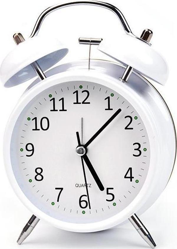 Valkyrie 16cm Büyük Boy Akar Saniyeli Alarm Çalar Saat - Nostaljik Masa Saati Beyaz - Image 1