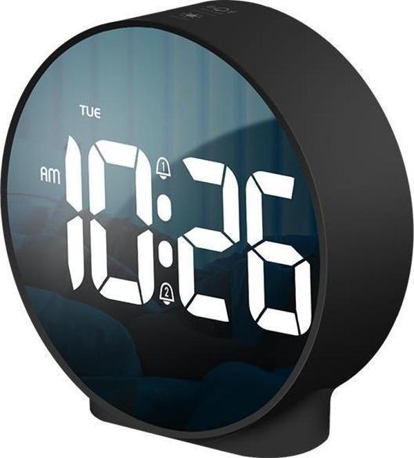 Valkyrie Çift Alarmlı LED Touch Snooze Şık Tasarım Masa Saati Siyah - Image 1