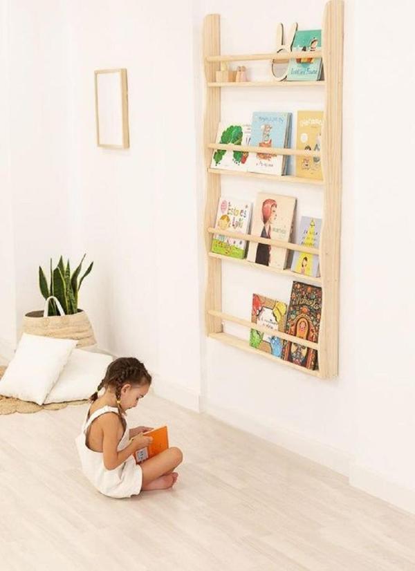 Nisa Doğal Masif Ahşap Montessori Kitaplık - Image 1
