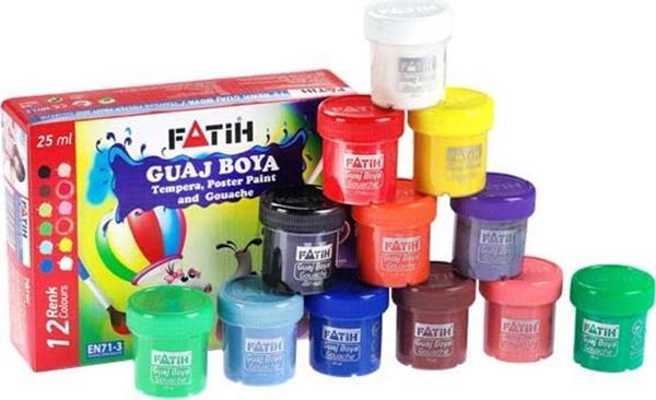 Fatih Guaj Boya Karton Kutu Şişe 25 ML 12 Renk 50420 - Image 1