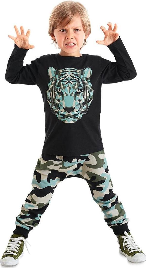 Kamuflaj Kaplan Erkek Çocuk Uzun Kollu T-shirt Pantolon Takım - Image 1
