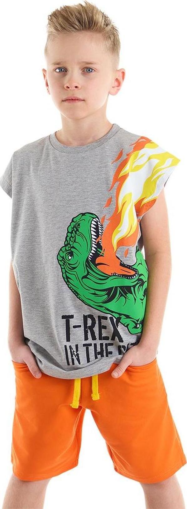 T-Rex Alev Erkek Çocuk Kolsuz Yazlık T-Shirt Şort Takım - Image 1