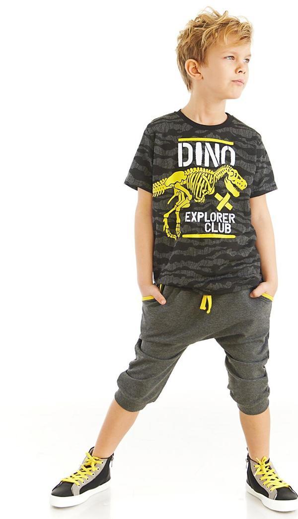 Dino Explorer Erkek Çocuk T-shirt Kapri Şort Takım - Image 1