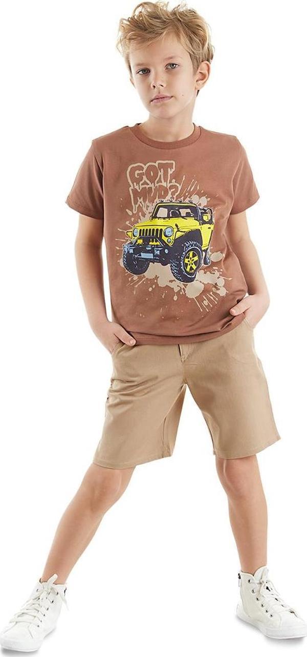 Jeep Mood Erkek Çocuk T-shirt Gabardin Şort Takım - Image 1