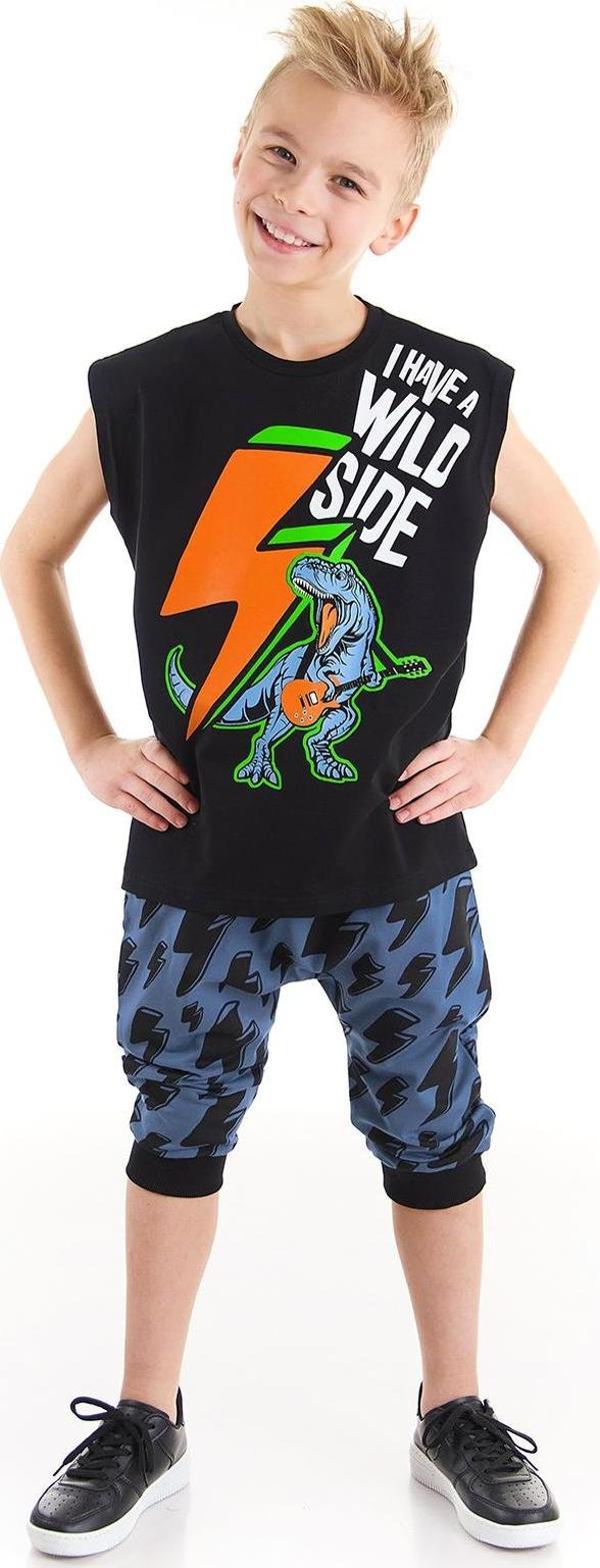 Şimşek Dino Erkek Çocuk T-shirt Kapri Şort Takım - Image 1