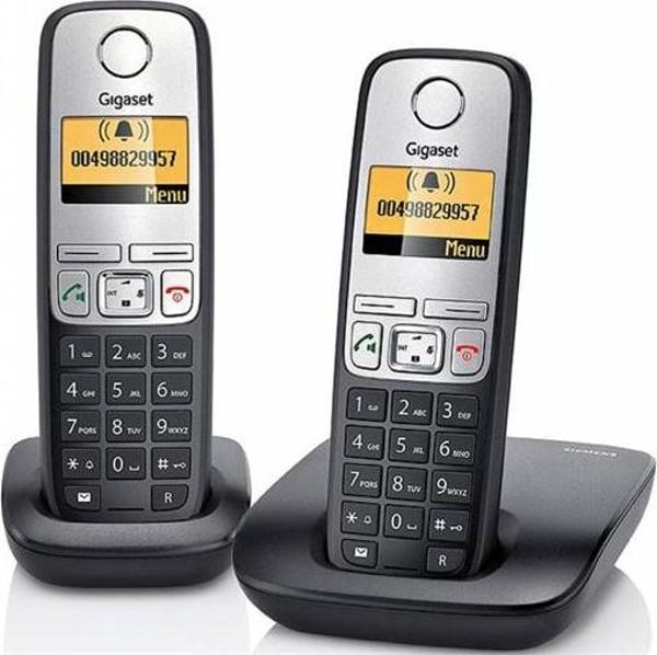 GİGASET A415 Duo 2 li Siyah Telsiz Dect Telefon 100 Rehber Handsfree Işıklı Ekran - Image 1